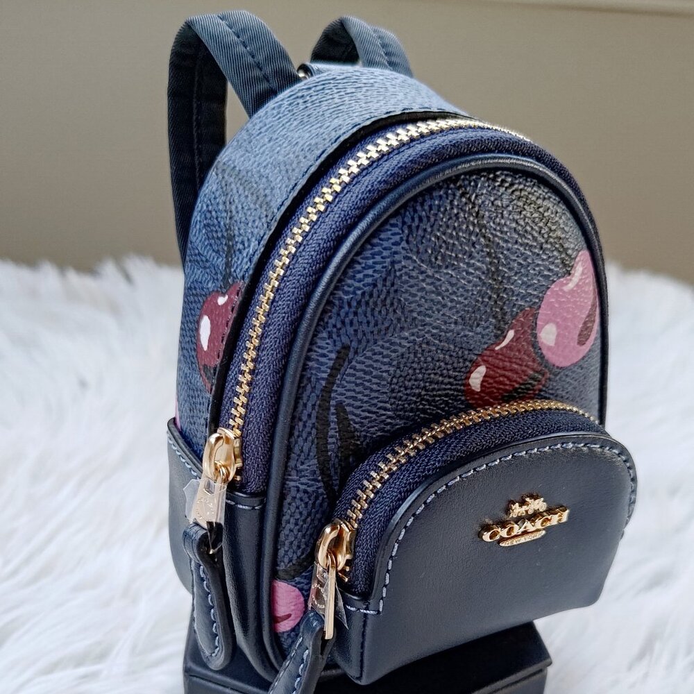 Coach Mini Court Backpack Bag Charm In Signature Canvas With Cherry Print CZ086 - Picture 3 of 12